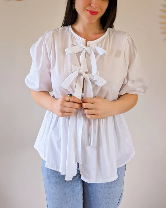 Blouse à nœuds - Adela blanche