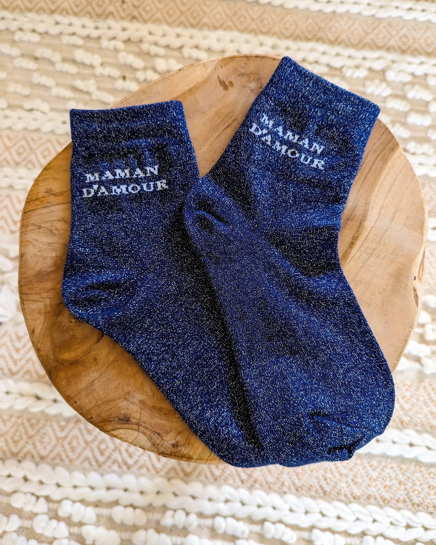 Chaussettes pailletées - Maman d'amour marine