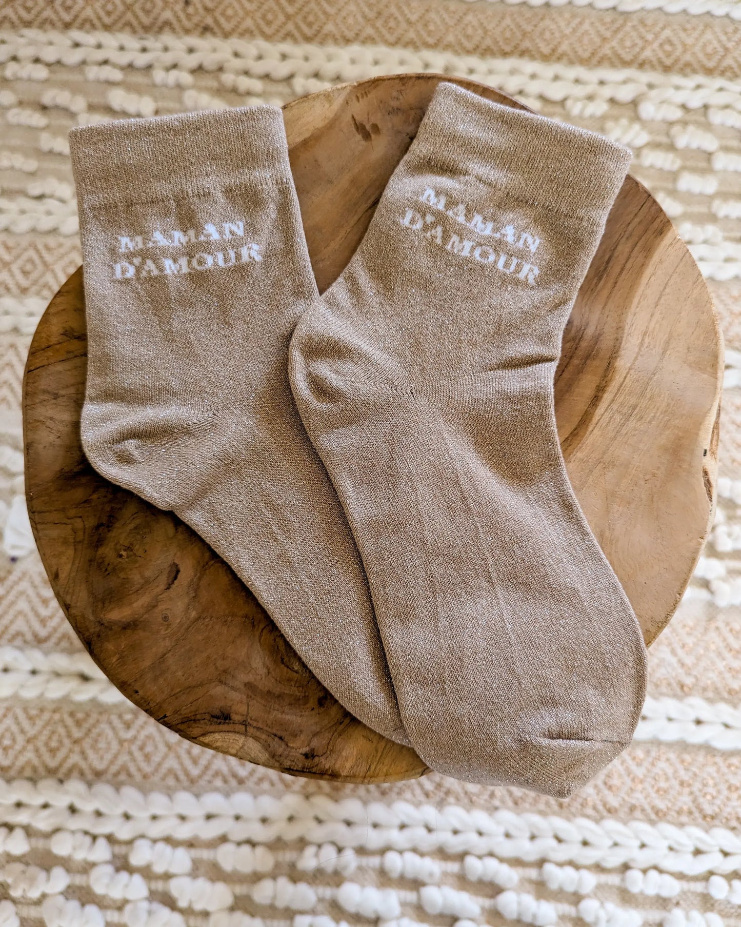 Chaussettes pailletées - Maman d'amour beige foncé