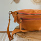 Sac banane en cuir velours - Hunter orange