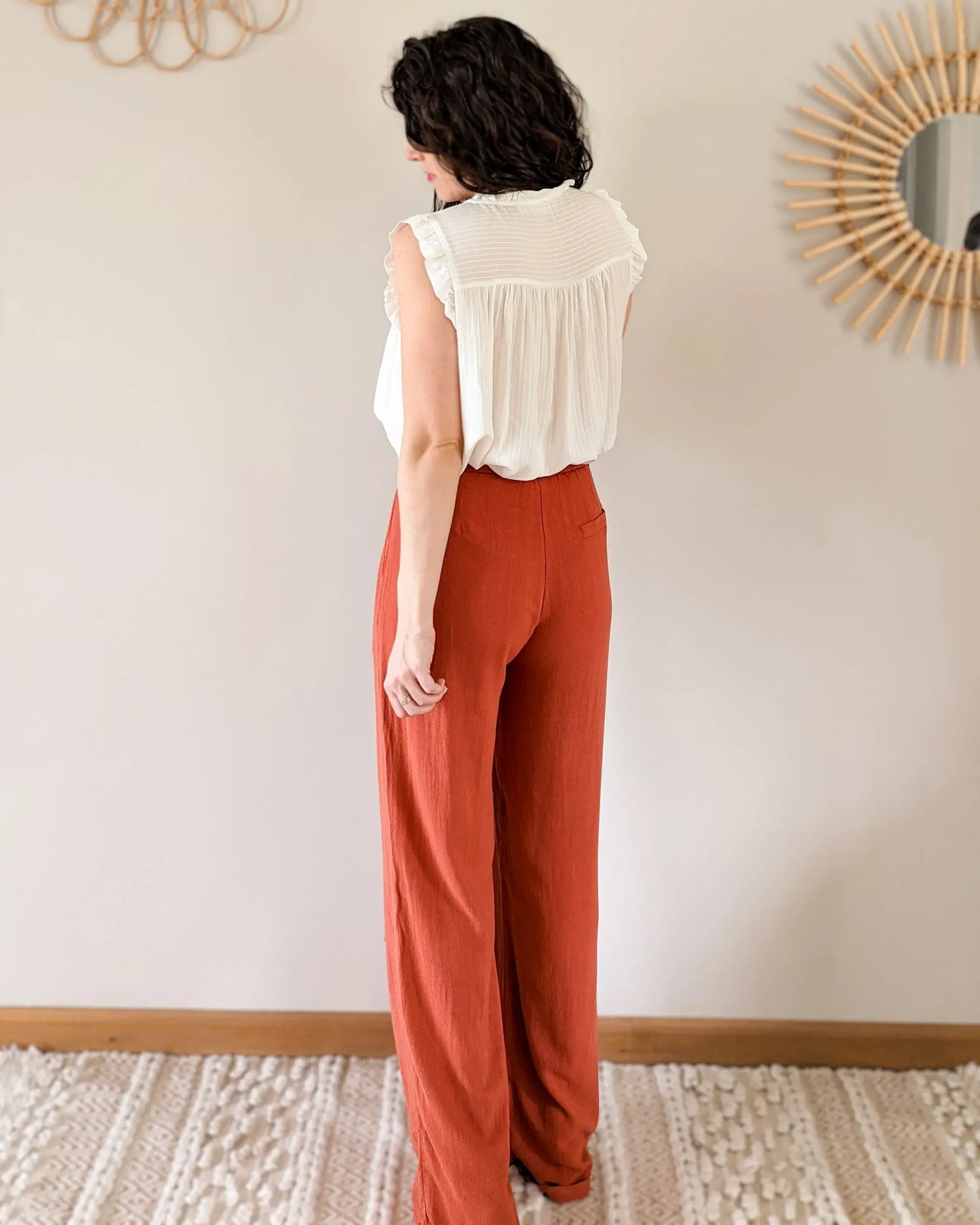 Pantalon en lin - Darren terracotta