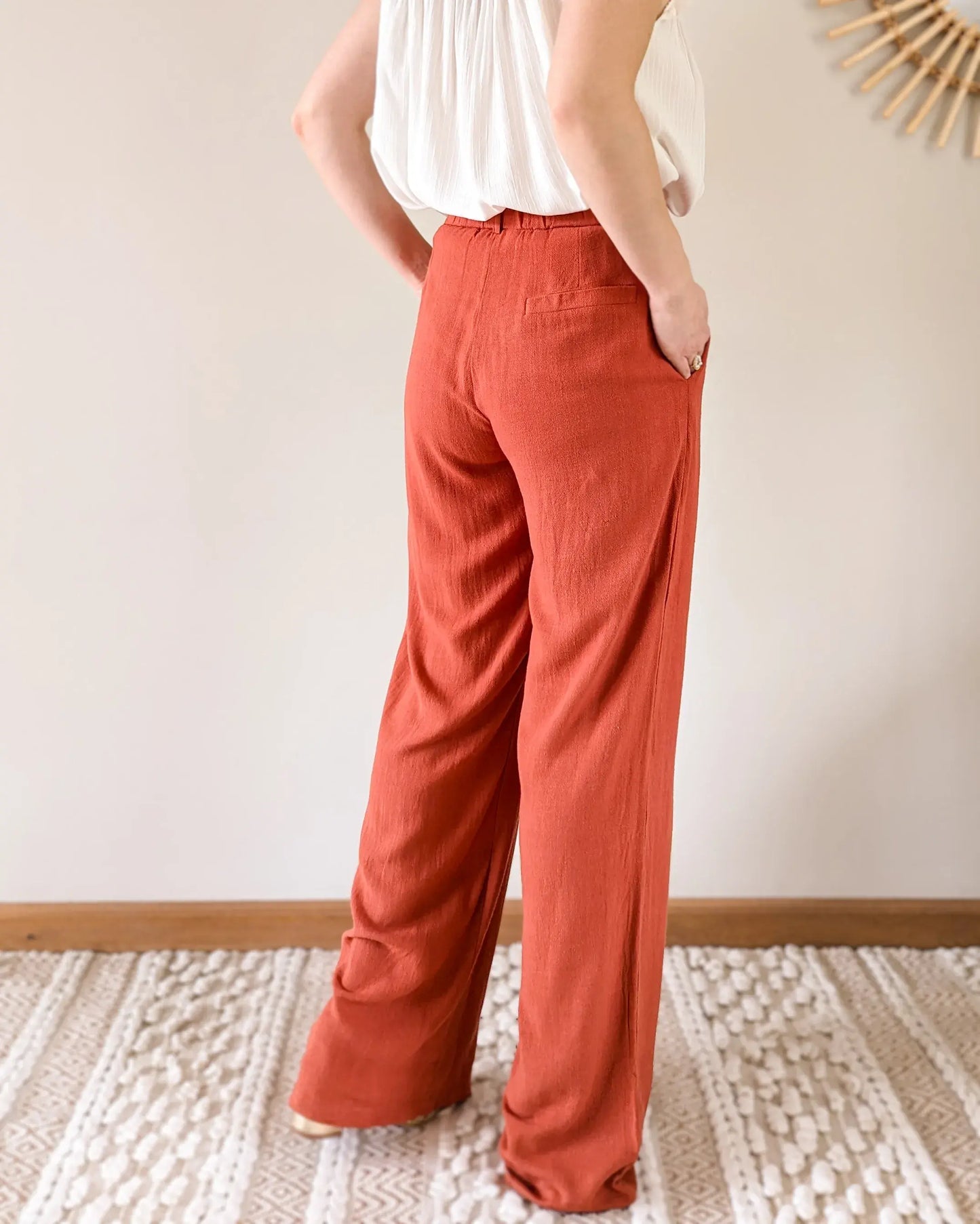 Pantalon en lin - Darren terracotta