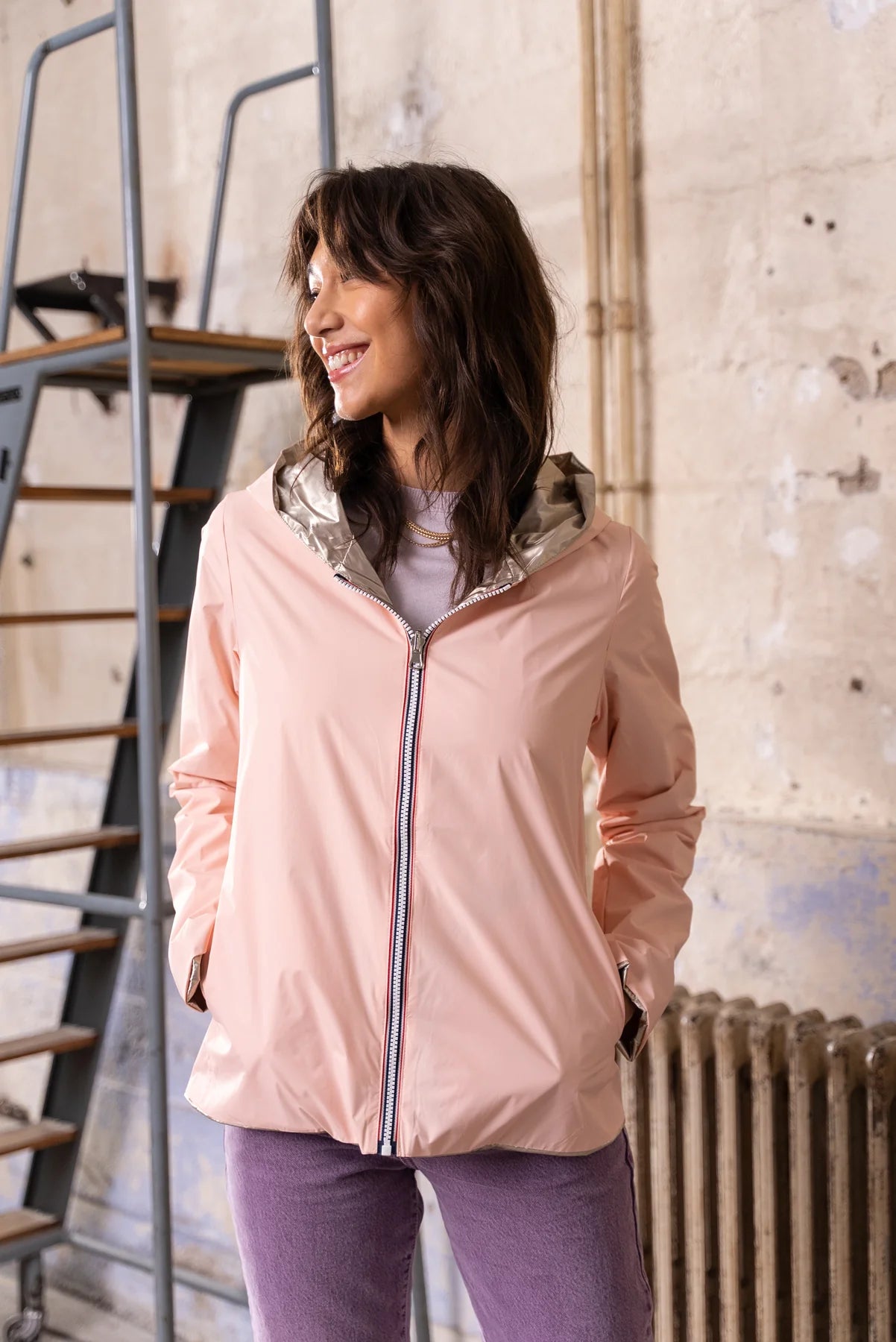 Imperméable réversible Laura Jo rose/dorée - Elena courte