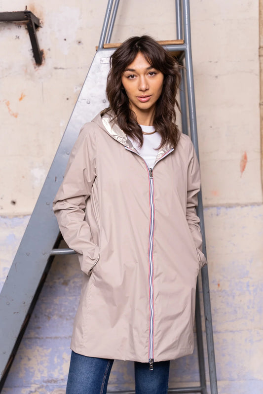 Imperméable réversible Laura Jo beige/doré - Elena longue